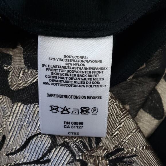 NWOT DKNYC Black Gold Metallic Floral Sheath L/S Mini Dress Women's Size 8 - Picture 11 of 12